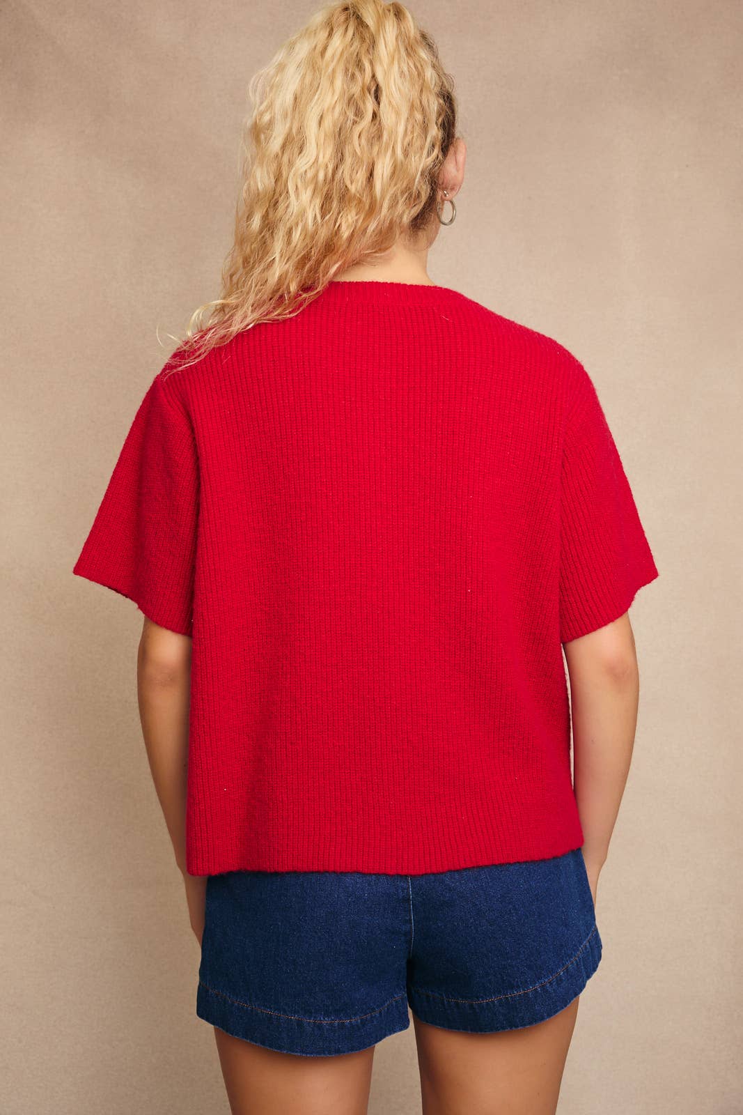 Red Button-Up Cardigan