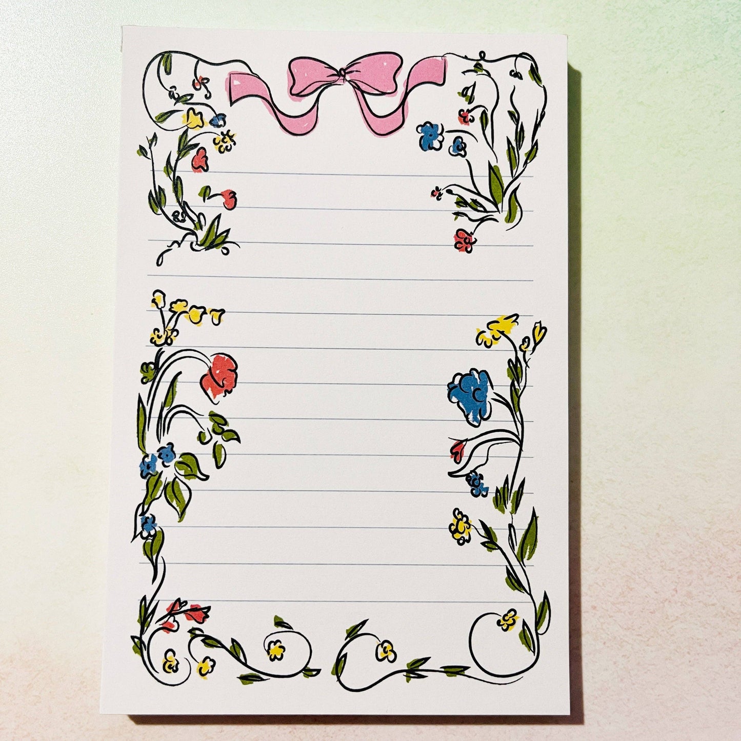 Floral Bow Border Notepad