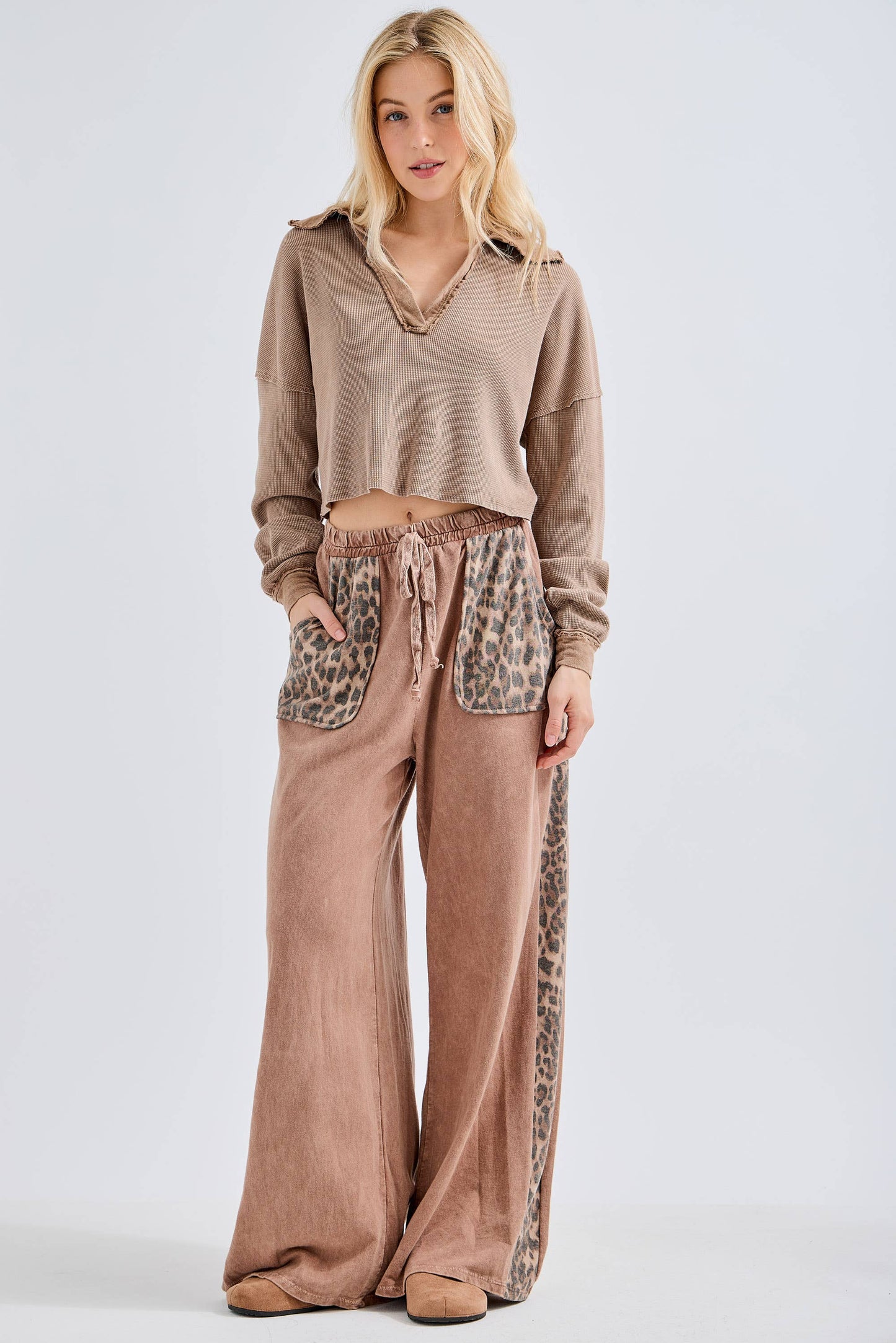 Mineral Washed Leopard Pants