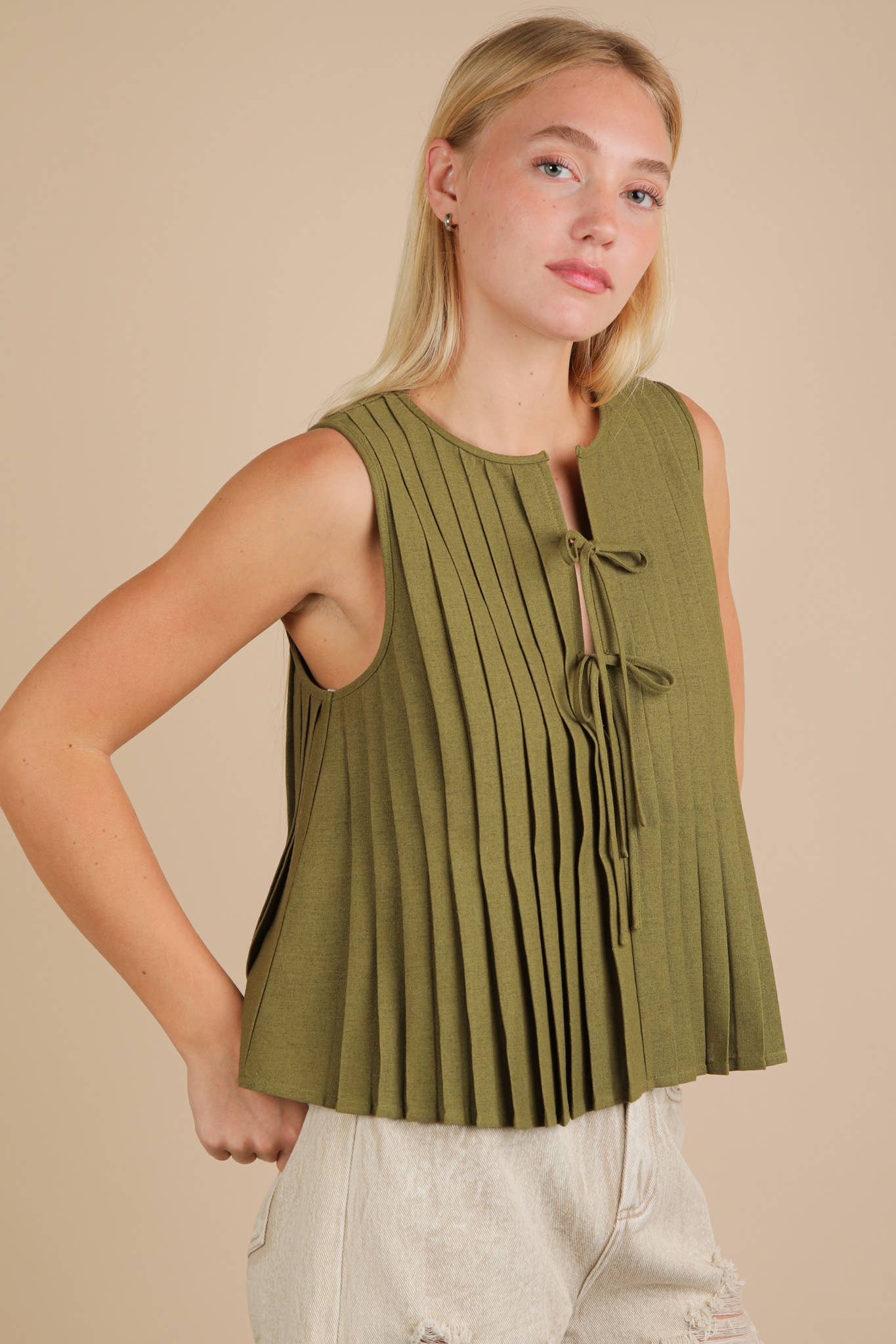 Olive Ribbon Tank