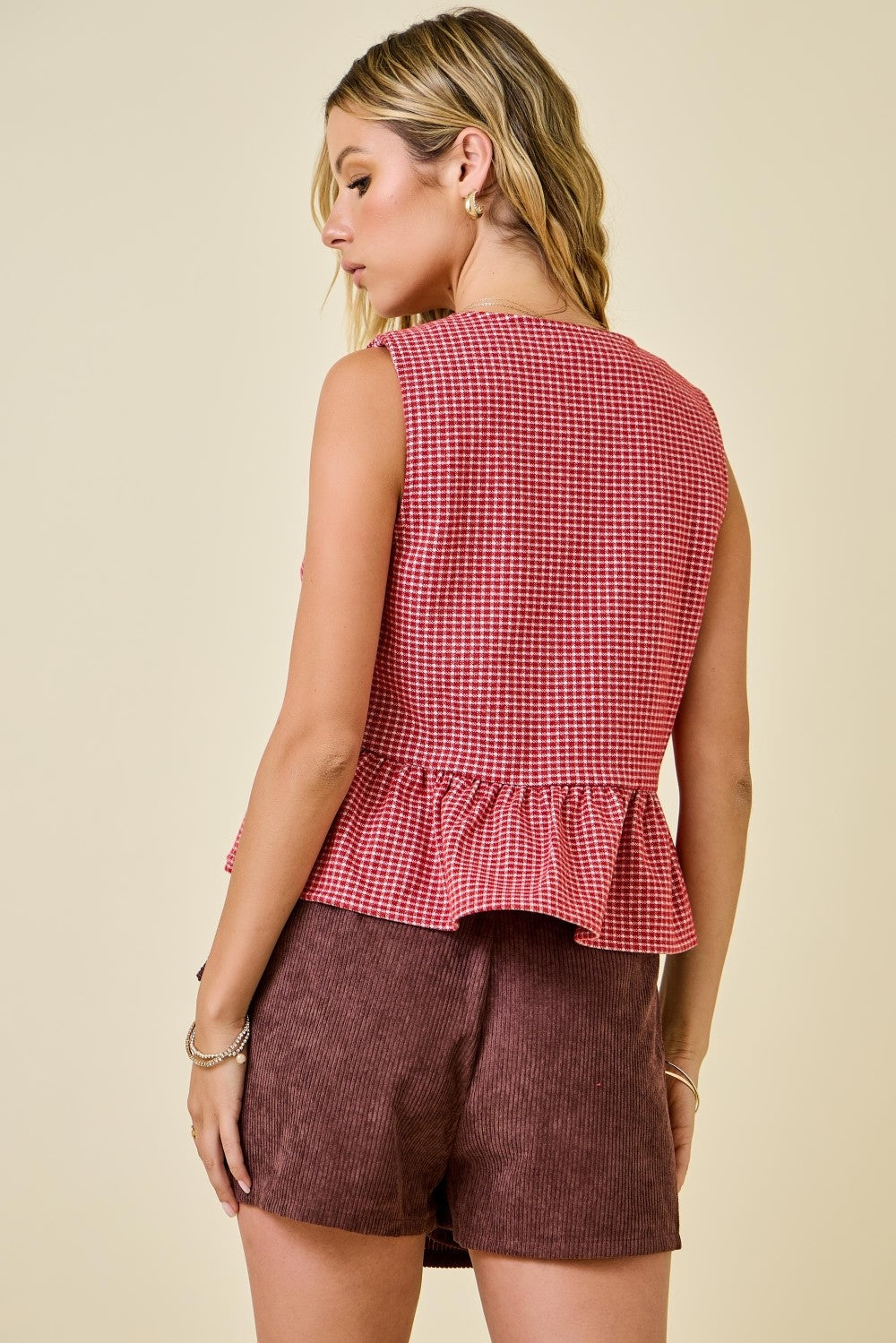 Camille Checkered Bows Top