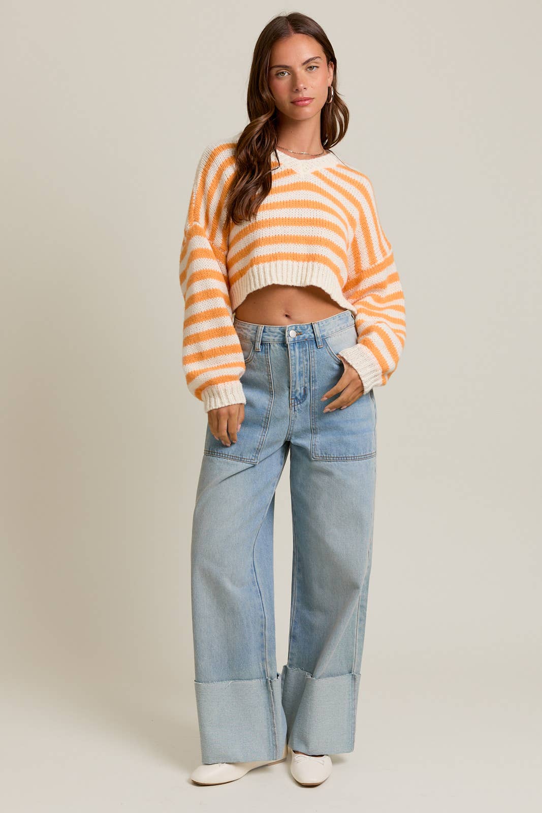 Orange & White Striped Sweater