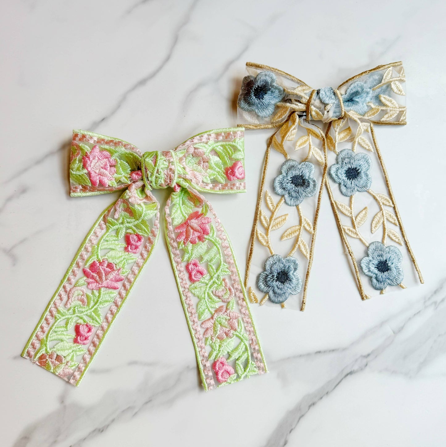 Lacey Embroidered Bow Hair Clip