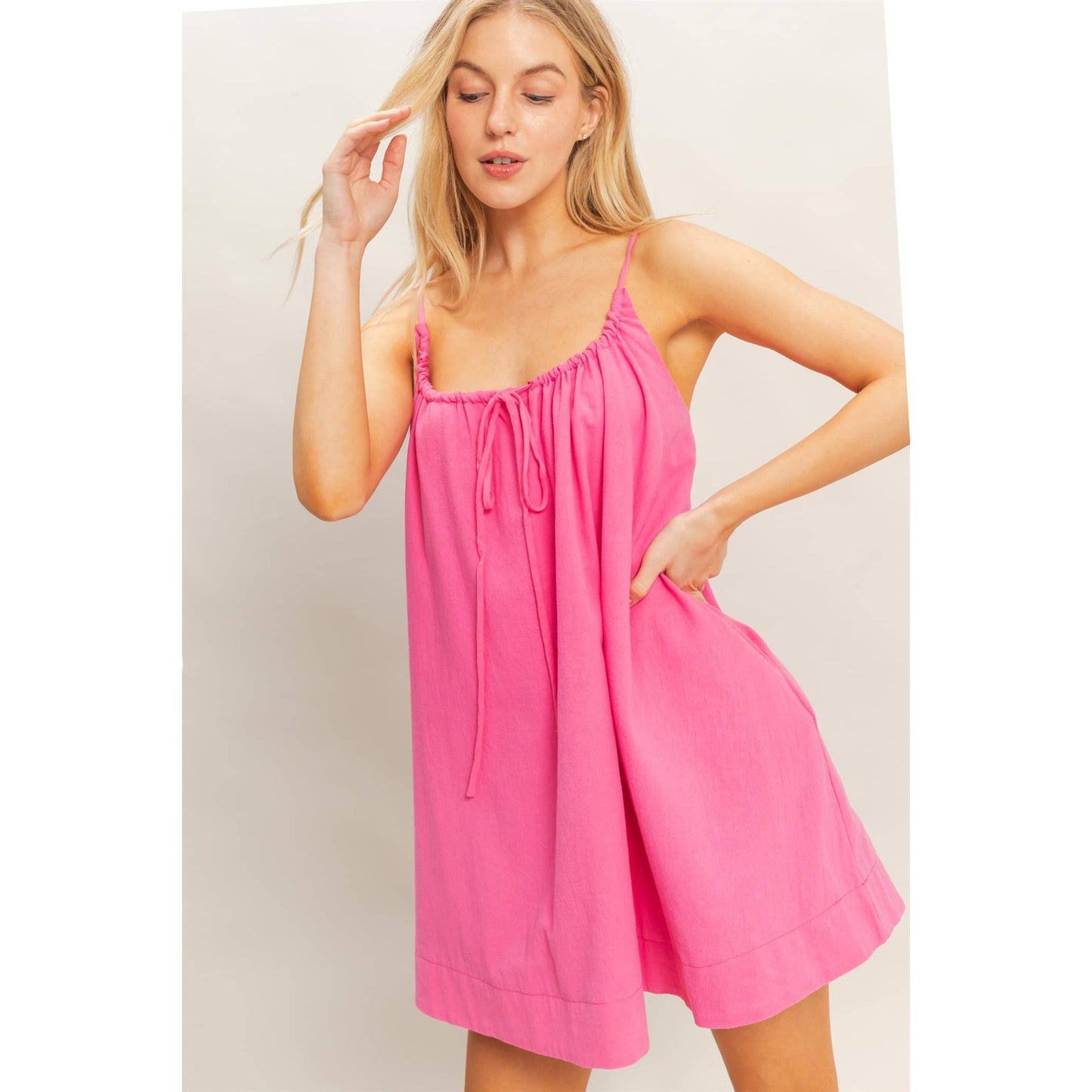 Airy Tie Strap Dress - PINK