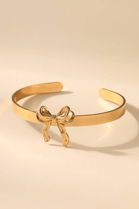 18K Stainless Steel Bow Cuff Bracelet