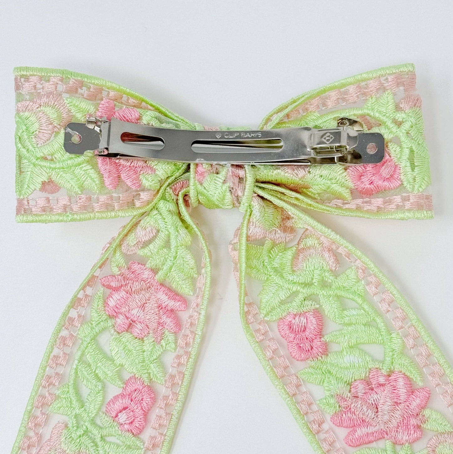 Lacey Embroidered Bow Hair Clip