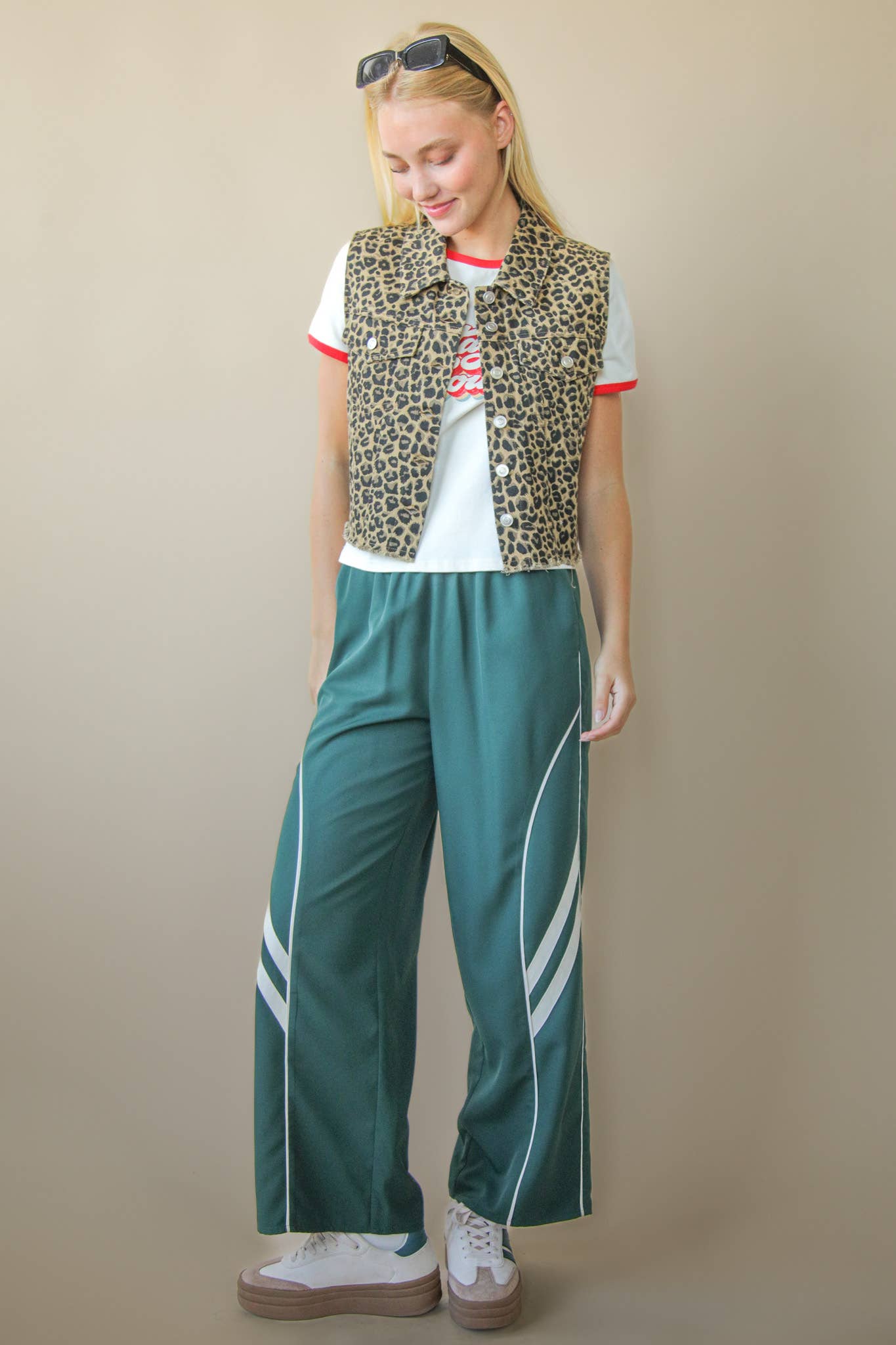 Leopard Printed Collared Vest