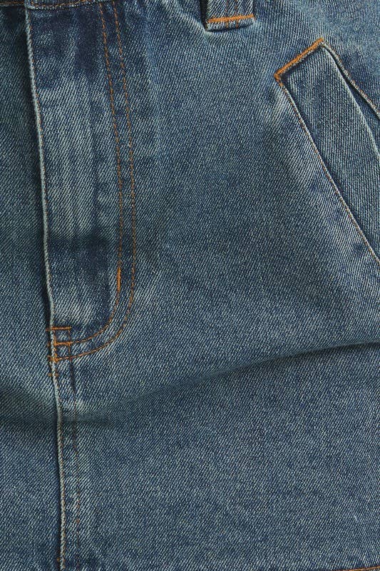 Mid-Rise Dark Denim Skirt