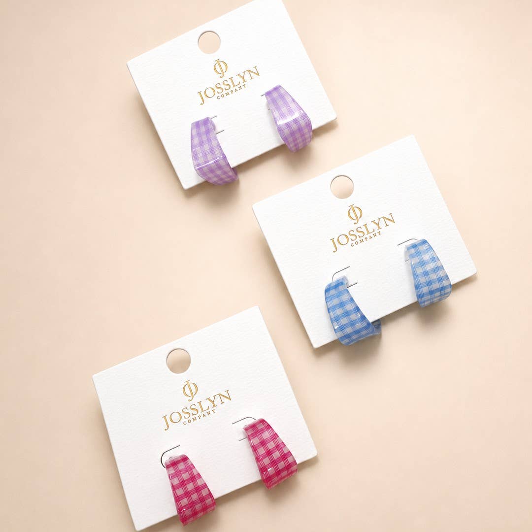 Acrylics Checker Hoop Earrings