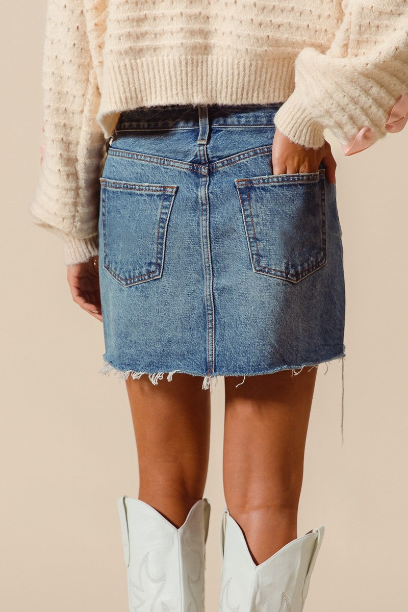 Dana Frayed Denim Skirt