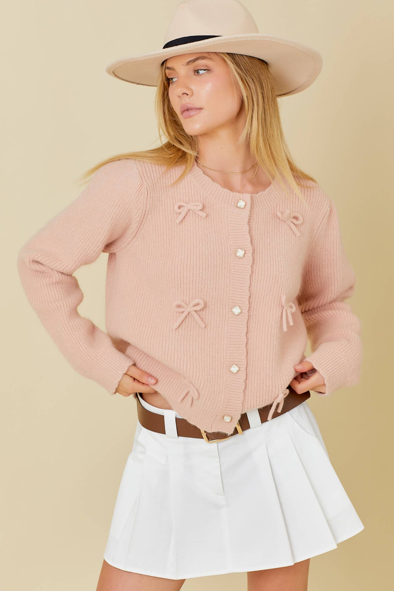 Sandy Beaches Bow Cardigan