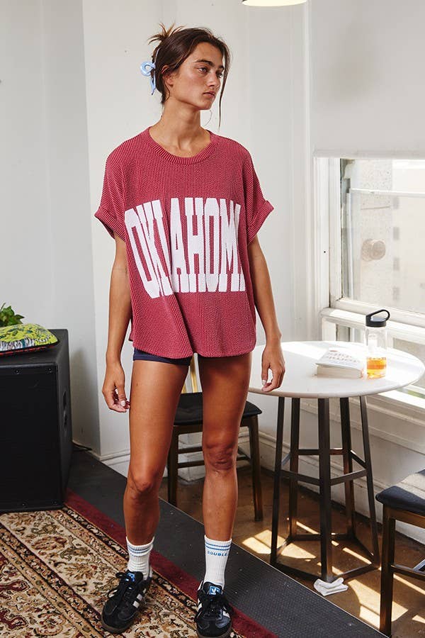 Red Oklahoma Graphic Top