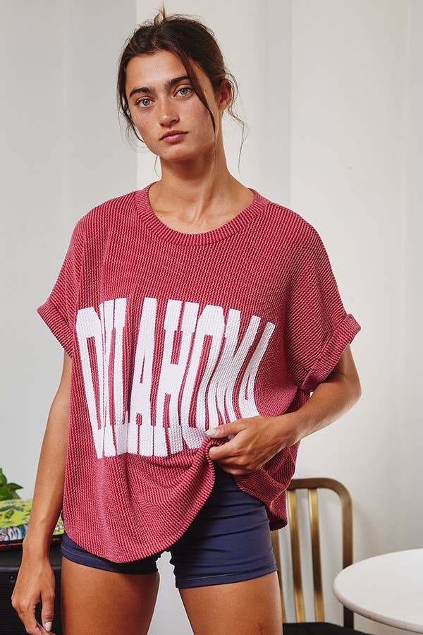 Red Oklahoma Graphic Top