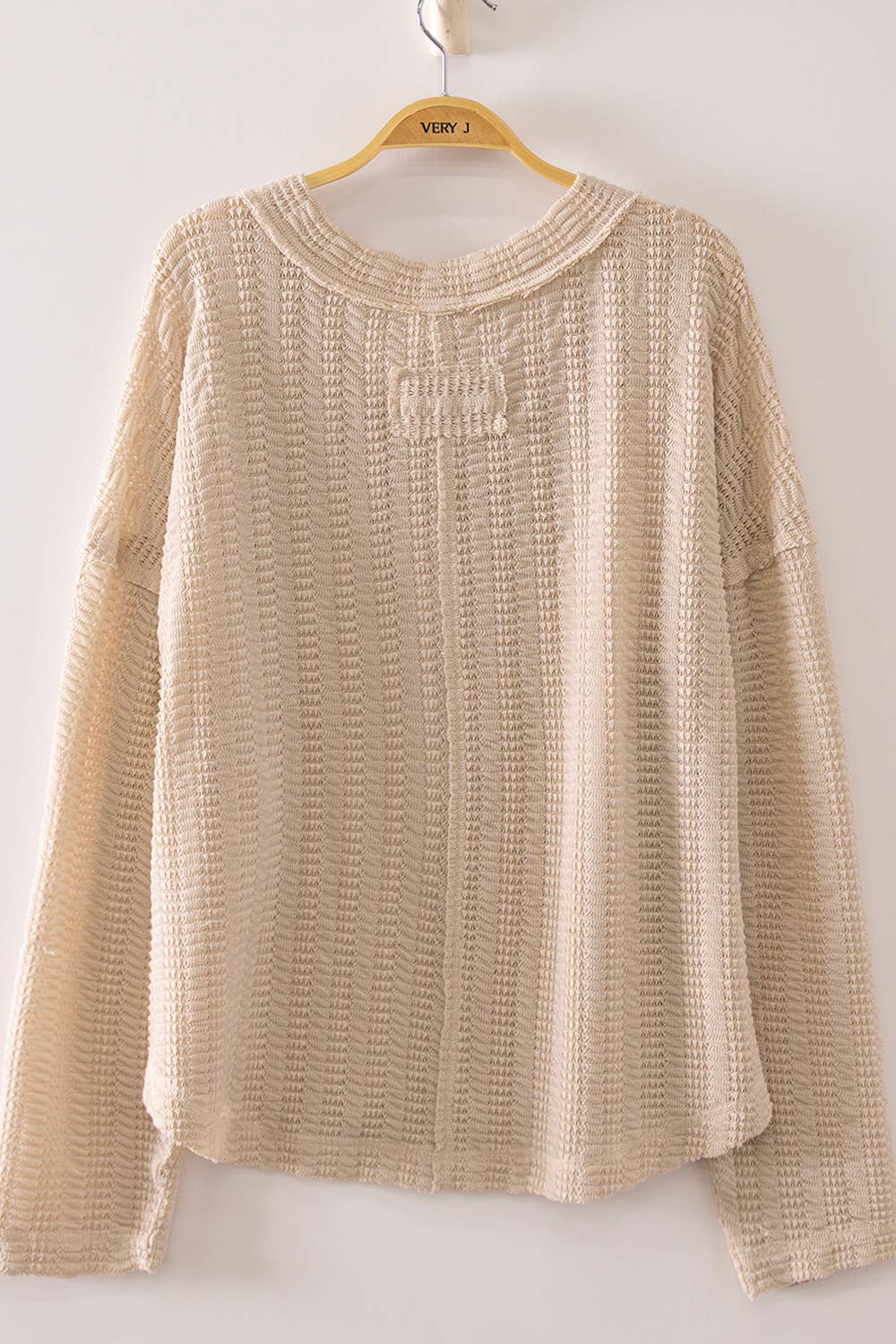 Weave V-Neck Top - CREAM
