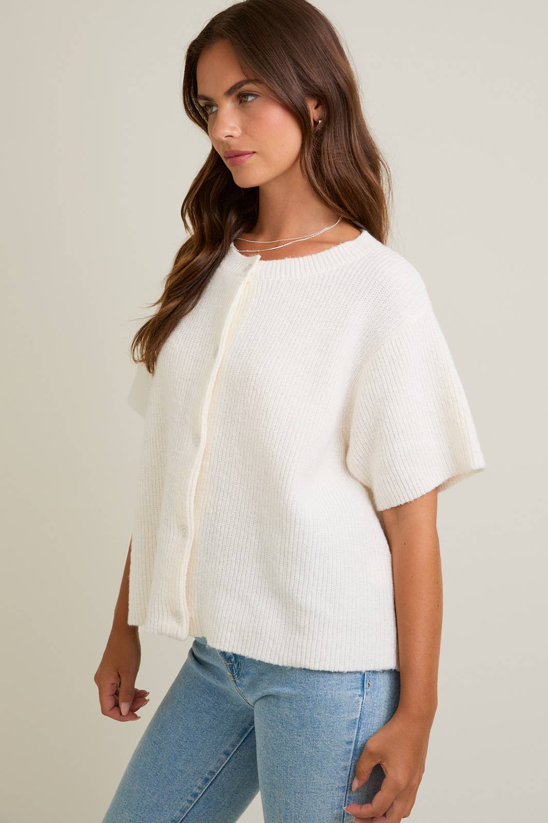 Cream Button-Up Cardigan