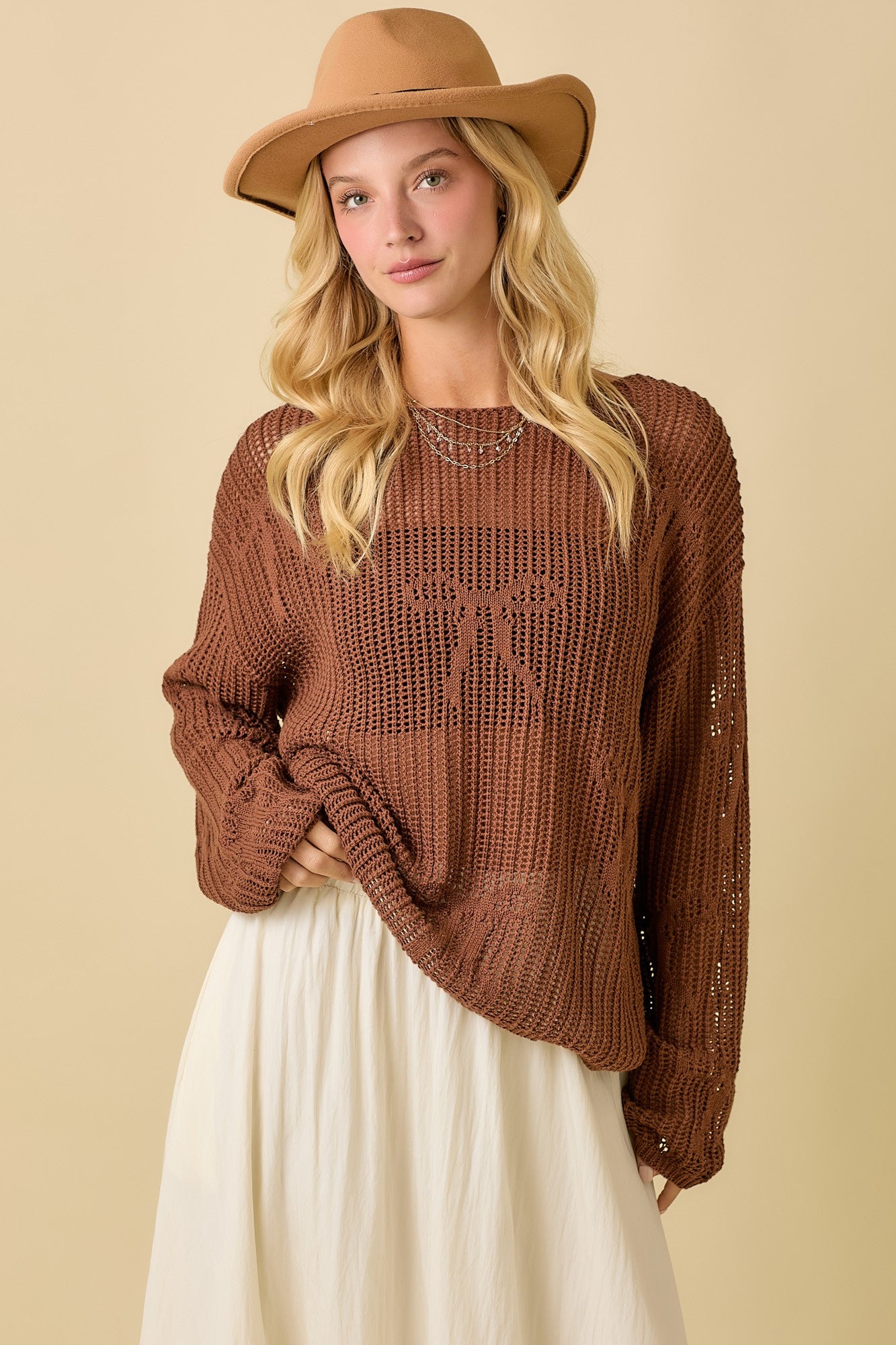 Cinnamon Bows Crochet Sweater