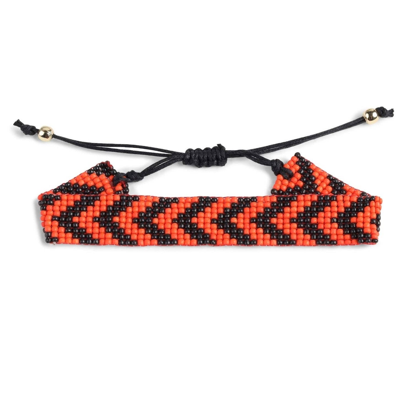 Adjustable Game Day Bracelet: Black/Orange