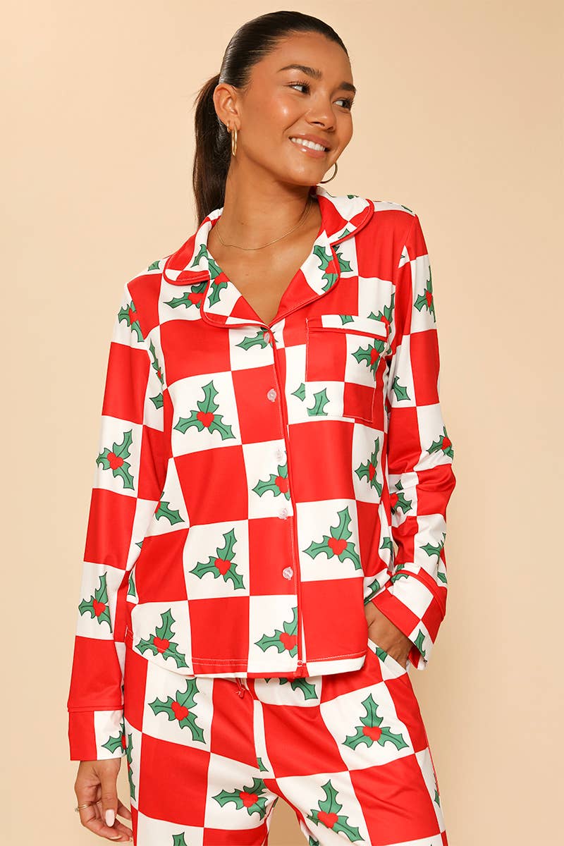 Red Mistletoe Holiday Pajama Set
