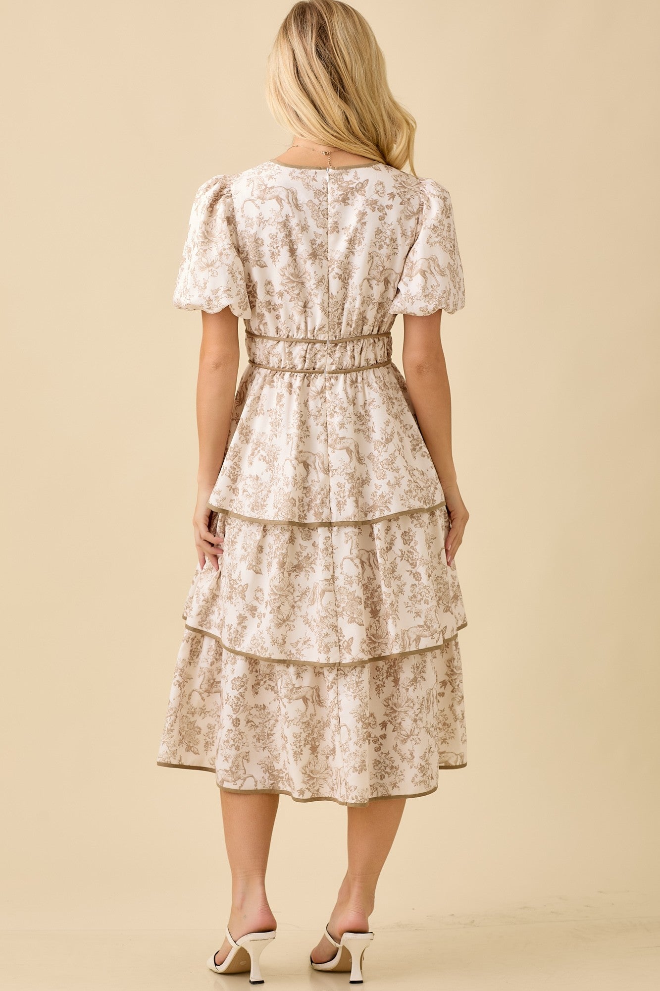 Taupe Tiered Midi Dress