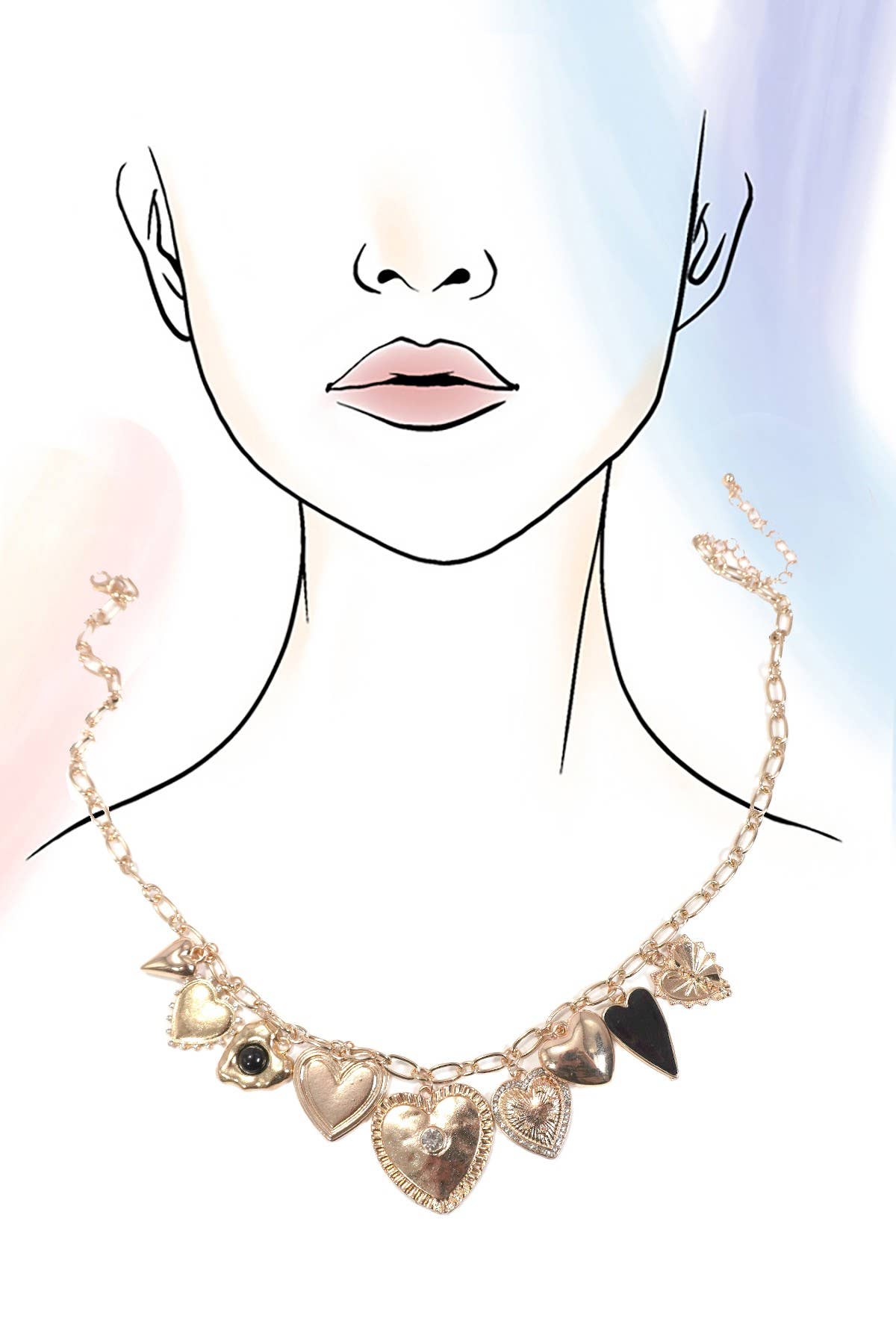 Heart Charm Statement Necklace