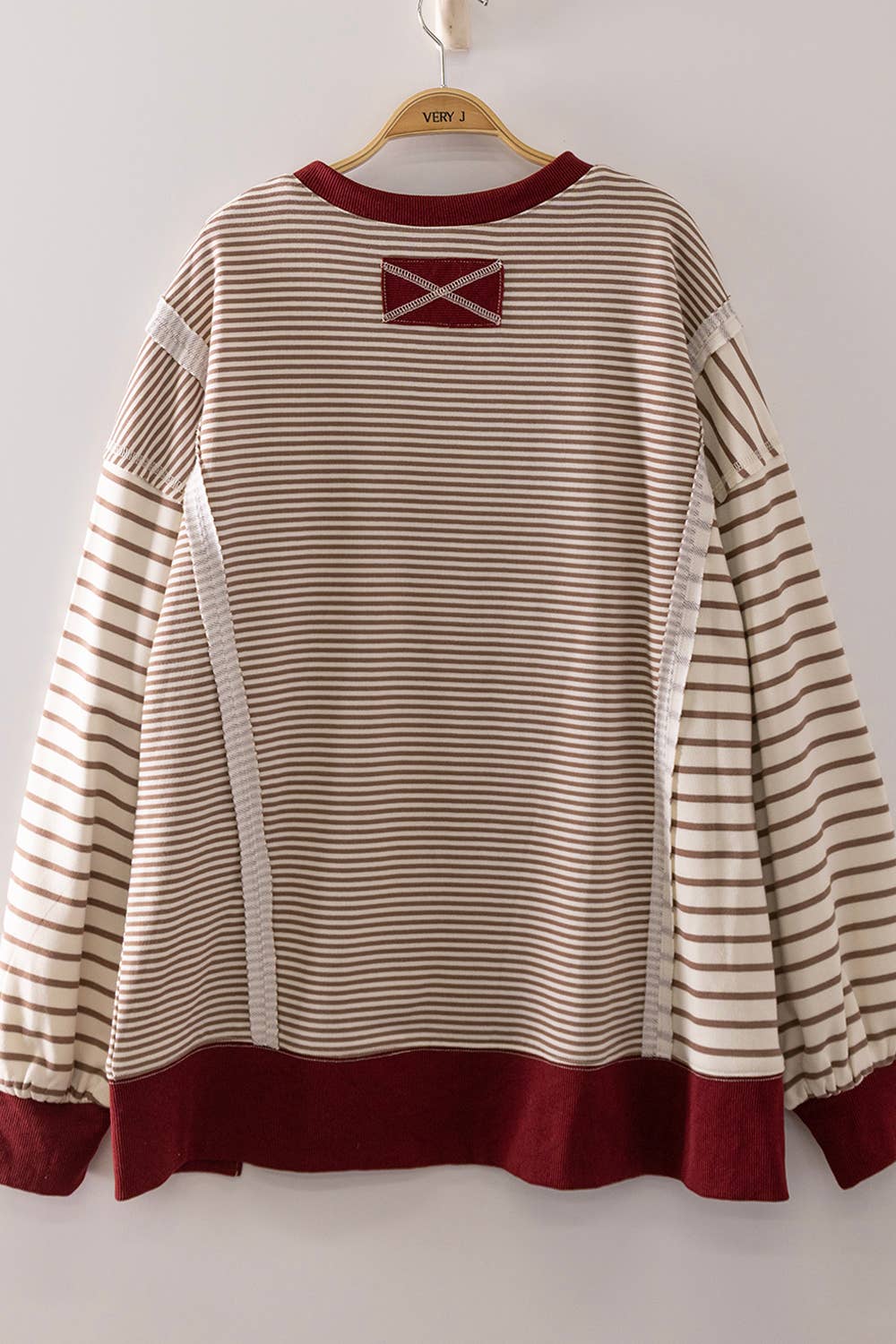 Striped Contrast Sweatshirt - MOCHA