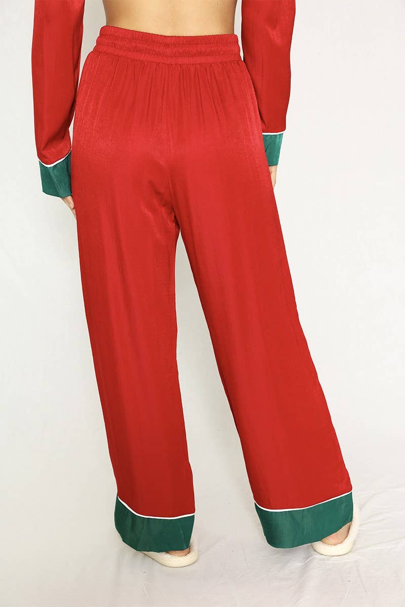 Red Satin Holiday Pajama Set