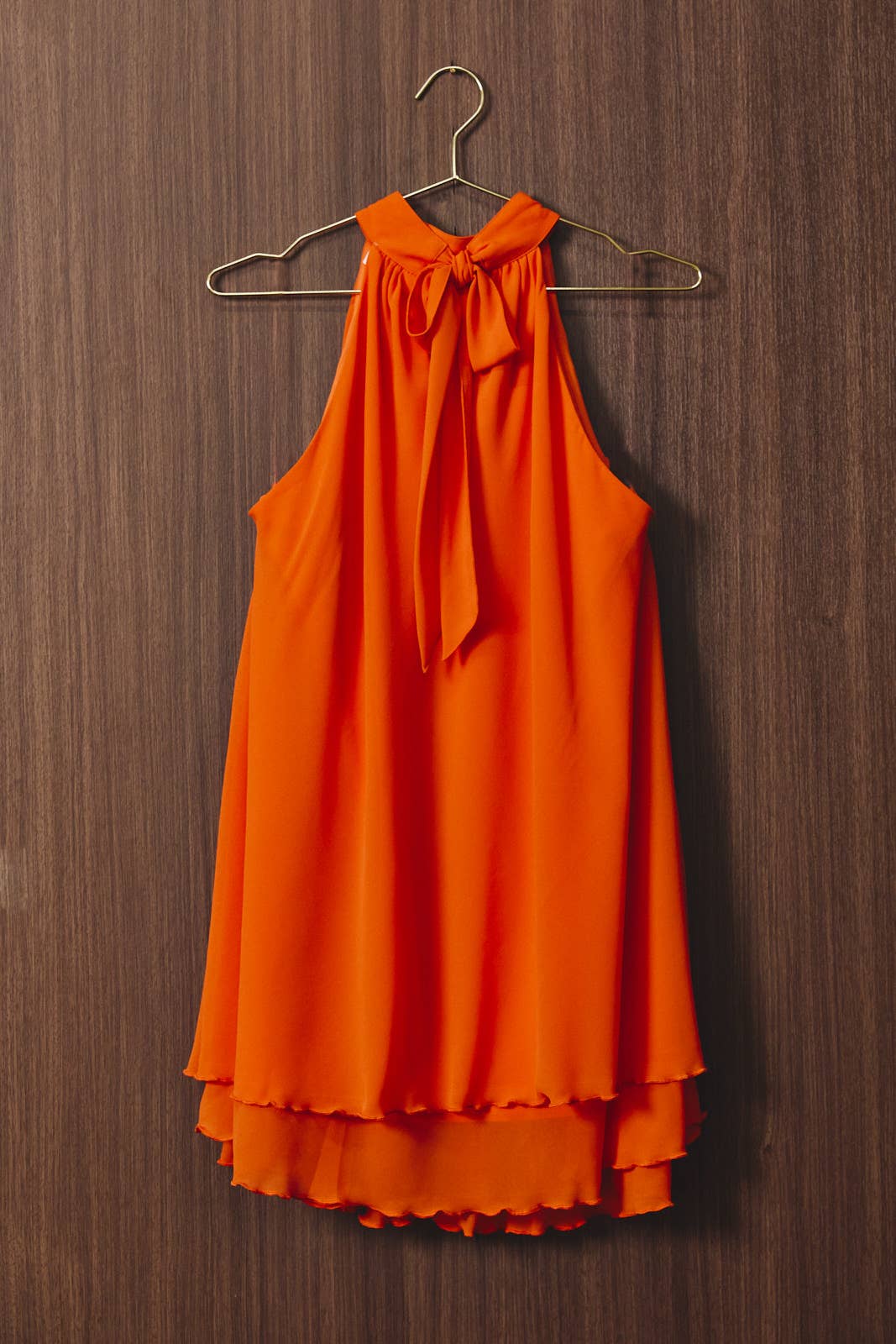 Orange Halter Neck Mini Dress