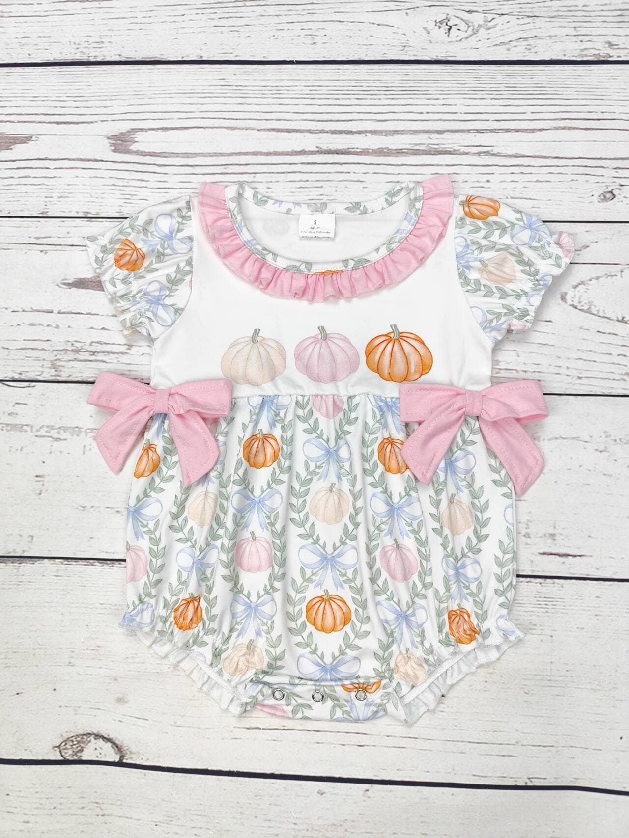 Baby Pumpkin Bow Bubble Onesie