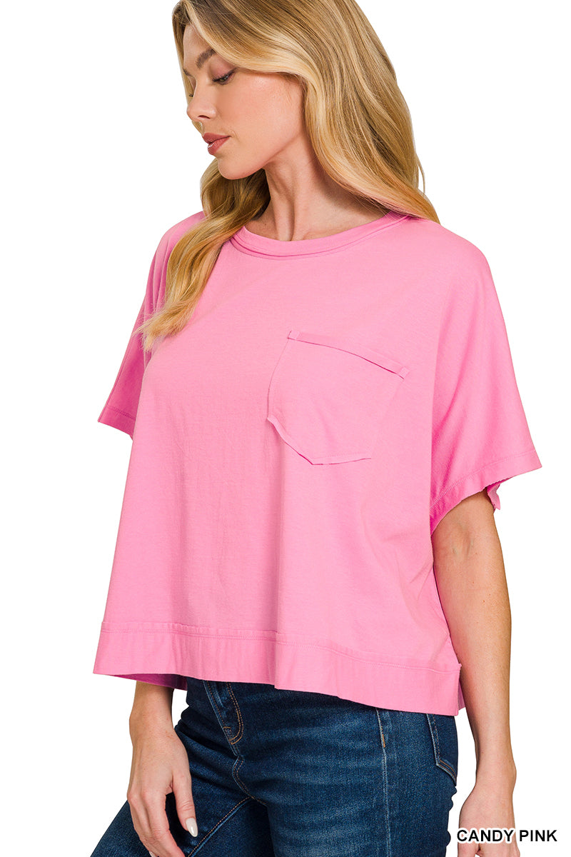 Raw Edge Boxy Top - Pink