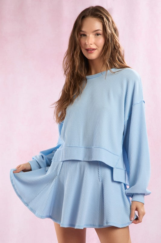 Baby Blue Ribbed Skirt