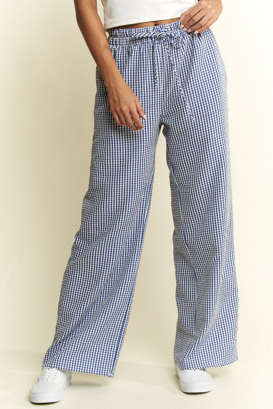 Blue Gingham Boxer Pants