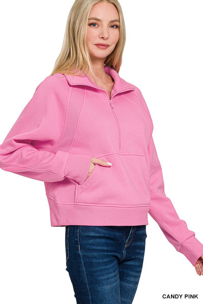 Candy Pink Fleece Half Zip