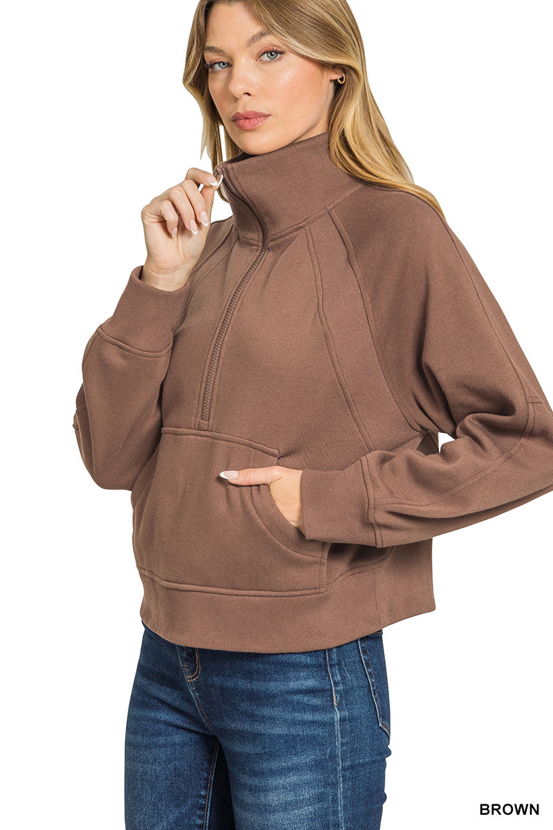 Mocha Brown Fleece Half Zip