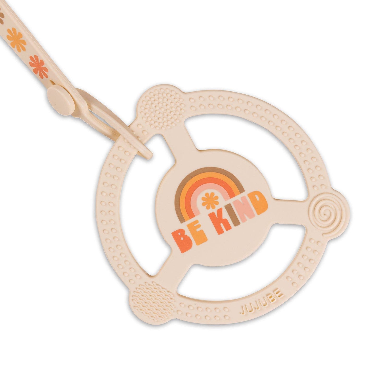 Silicone Teether Ring with Clip - Be Kind