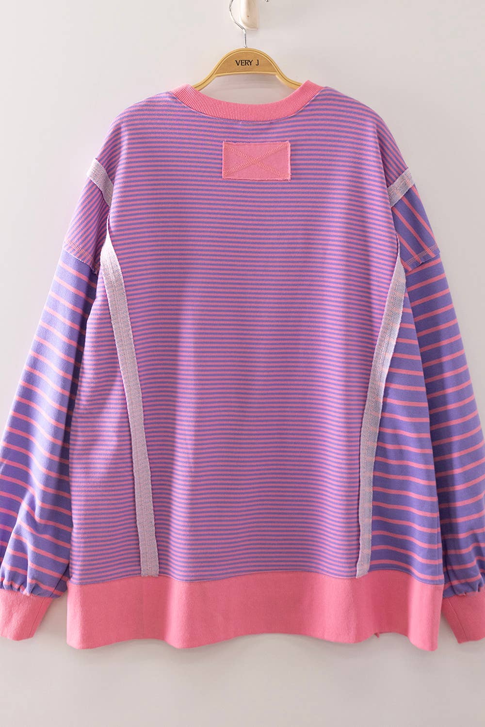Striped Contrast Sweatshirt - LAVENDER