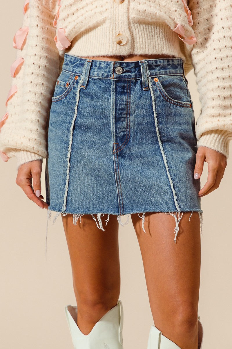 Dana Frayed Denim Skirt