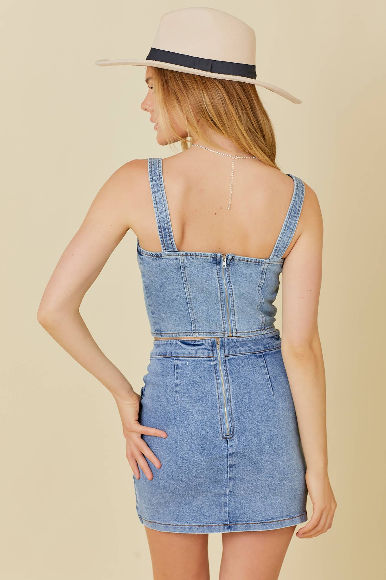 Denim Bows Crop Top