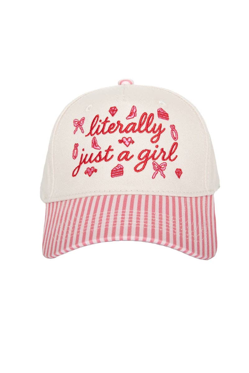 Literally Just A Girl Striped Hat