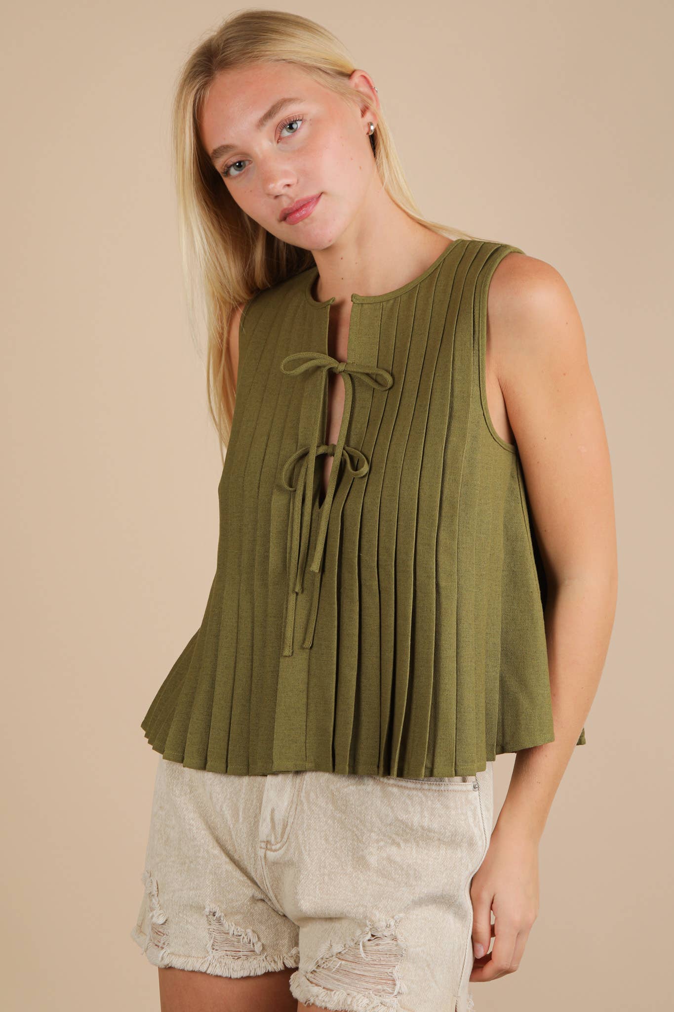 Olive Ribbon Tank