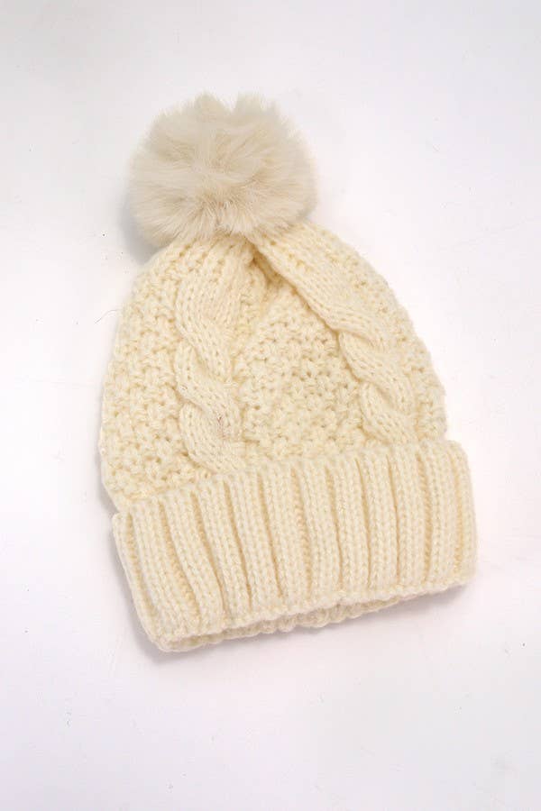 Cable Knot Pom Pom Beanie