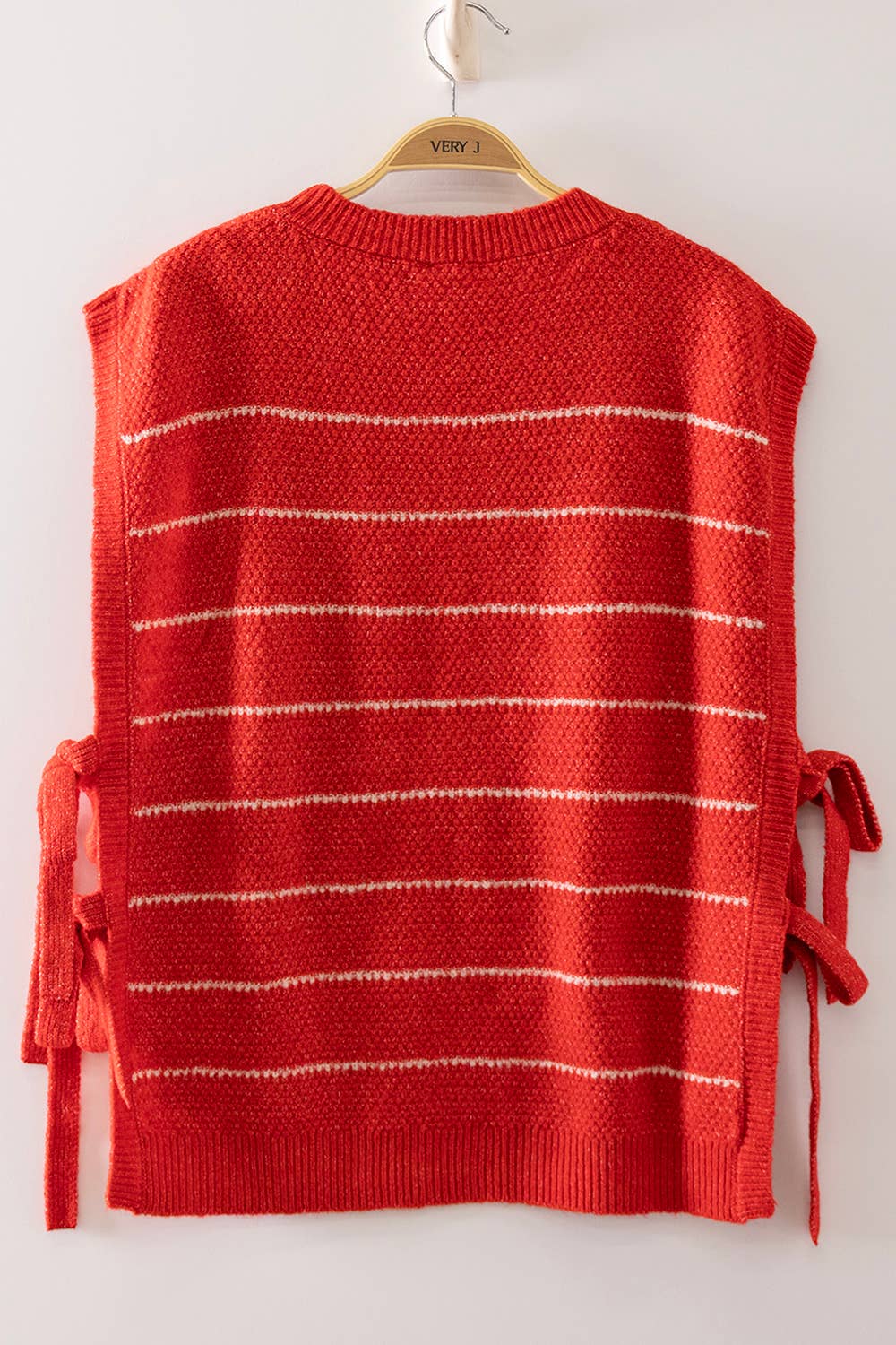 Red Striped Side Tie Knit Vest