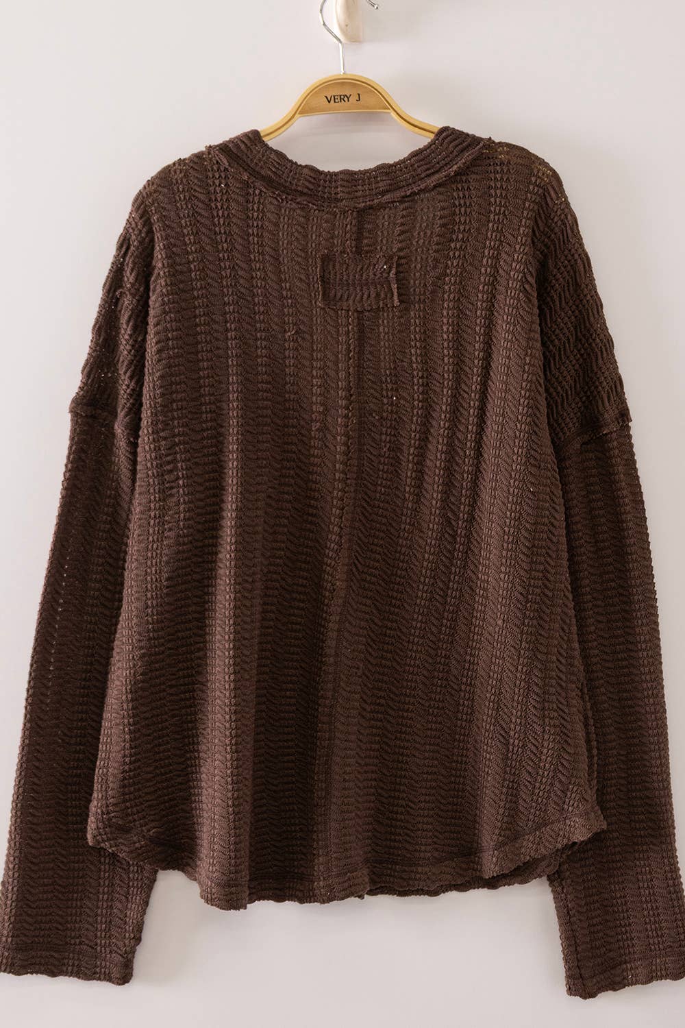 Weave V-Neck Top - CHOCOLATE