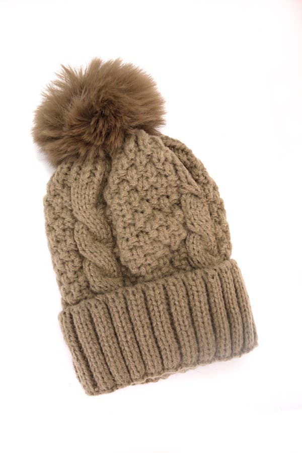 Cable Knot Pom Pom Beanie