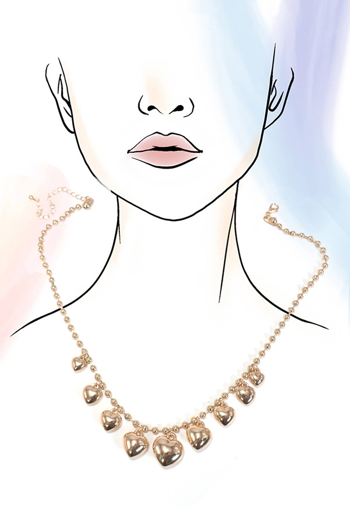 Puffy Heart Charms Necklace