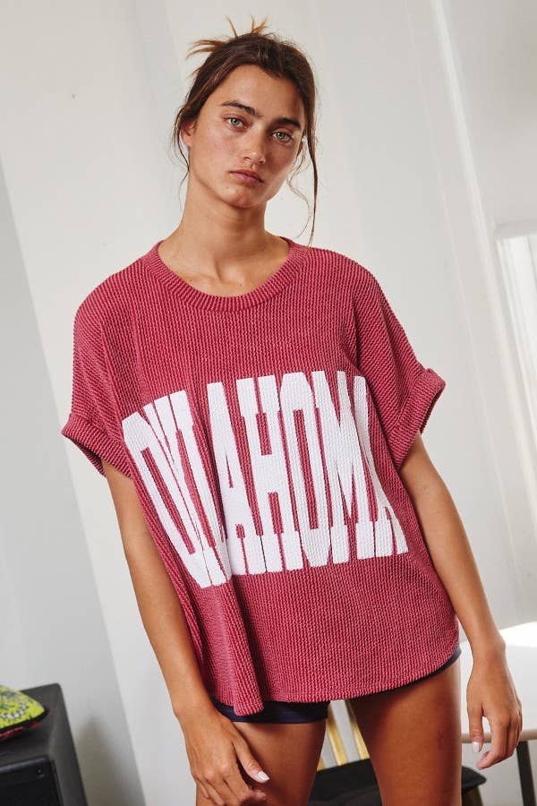 Red Oklahoma Graphic Top