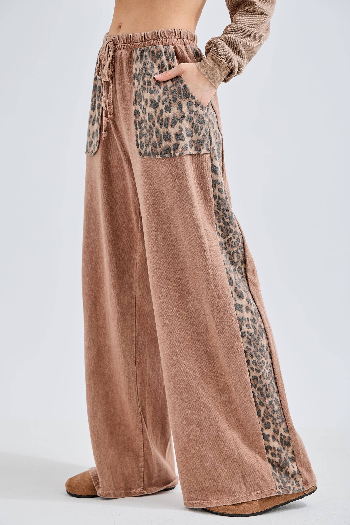 Mineral Washed Leopard Pants