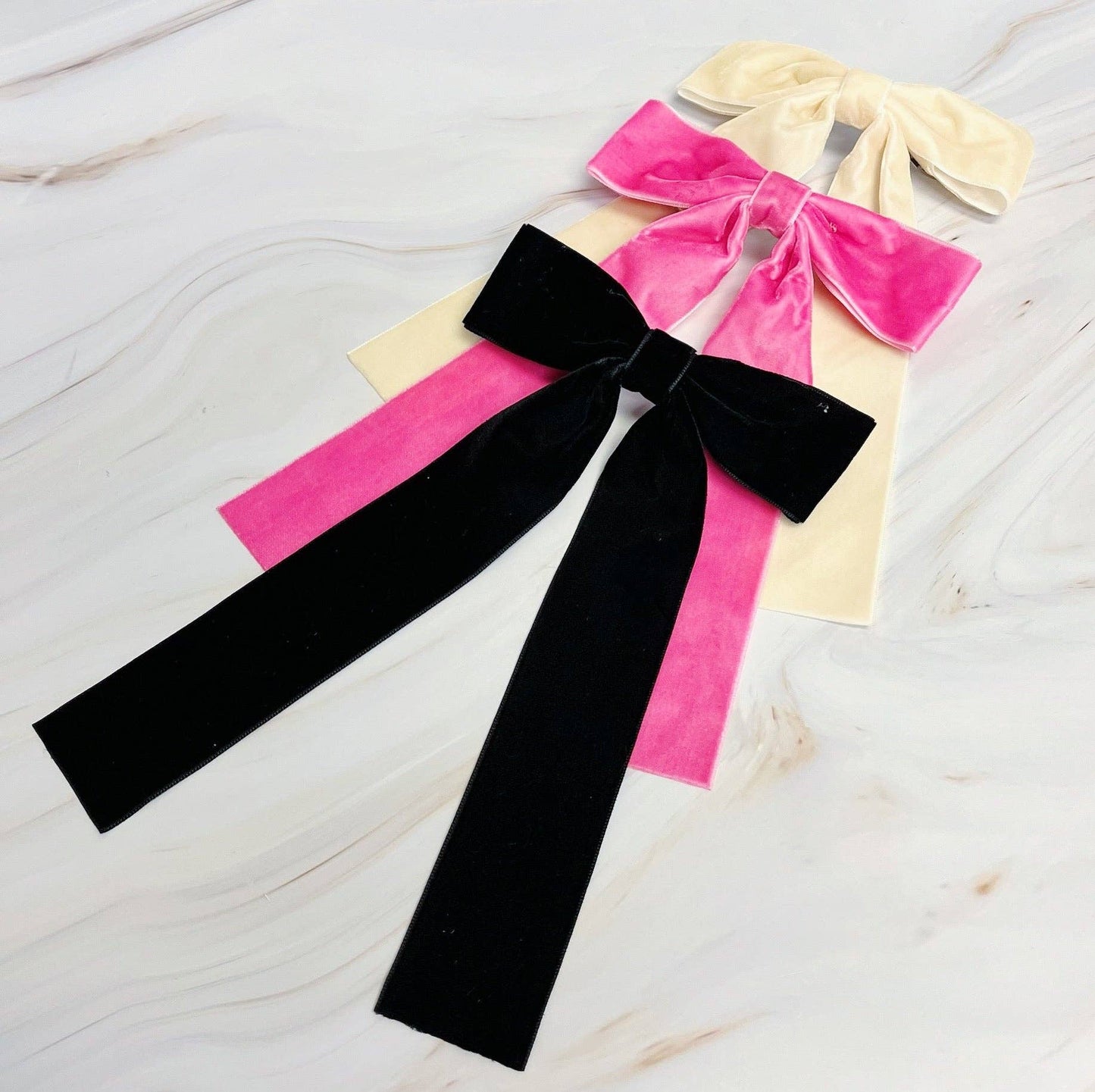 Velvet Bow Hair Clips Set of 3
