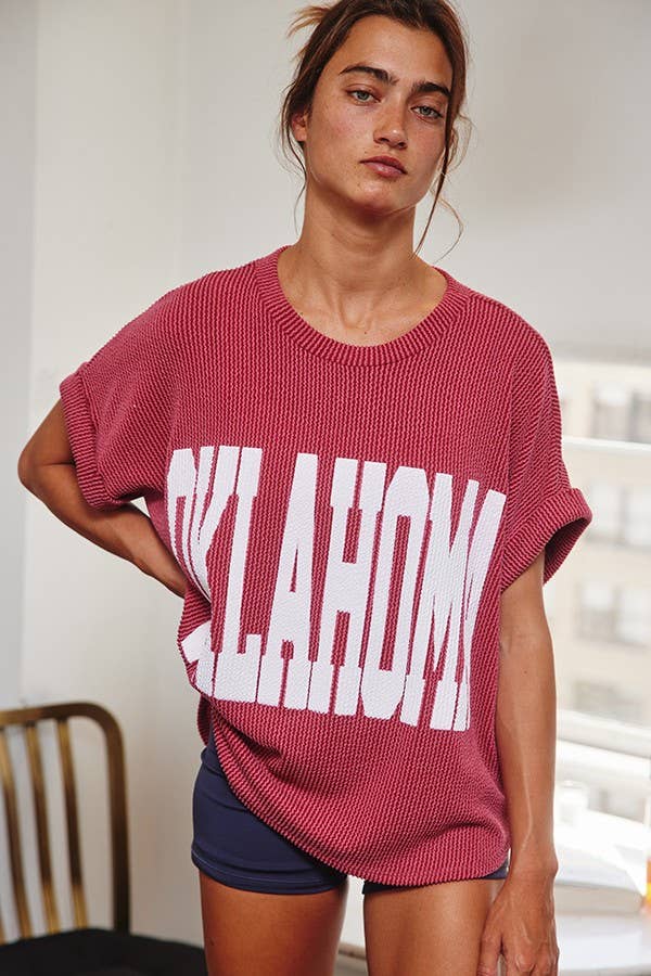 Red Oklahoma Graphic Top