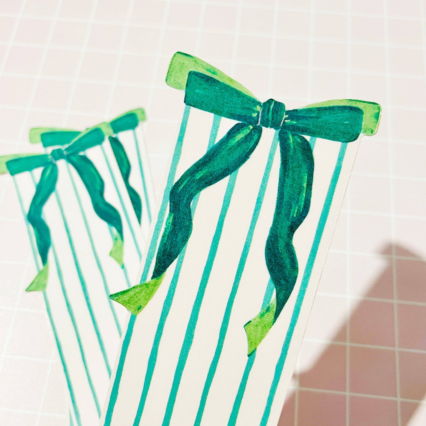 Green Bow & Stripes Bookmark
