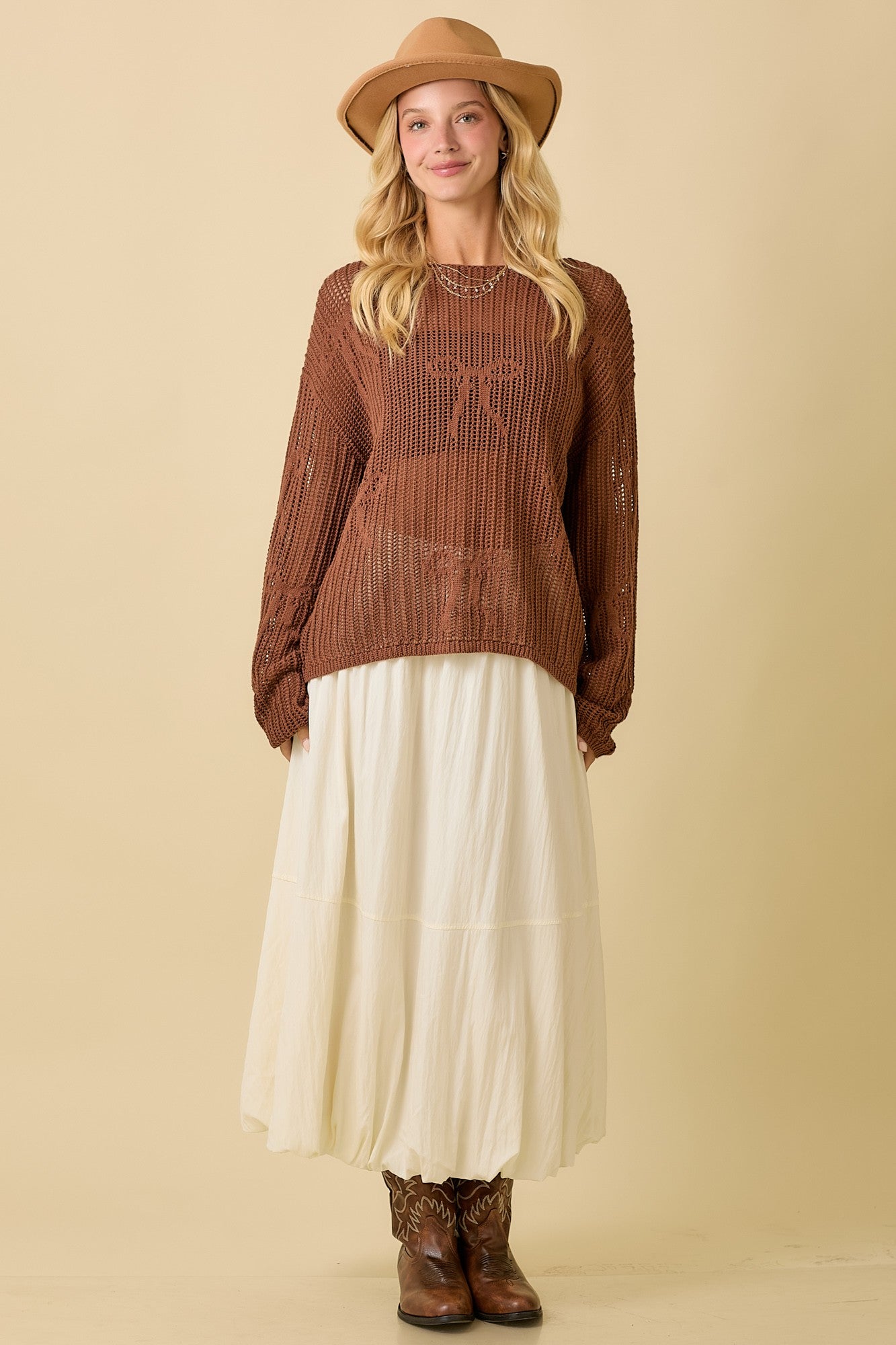 Cinnamon Bows Crochet Sweater